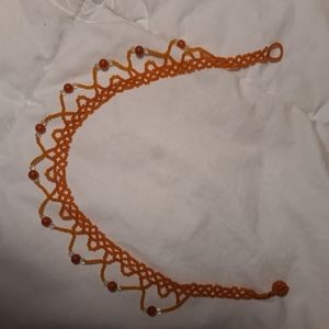 Dainty Carnelian and frosted glass beaded necklace